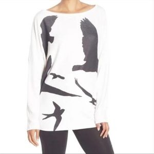 Go Couture Flocking‎ Birds Print Dolman sleeve tunic sweater size XL NEW